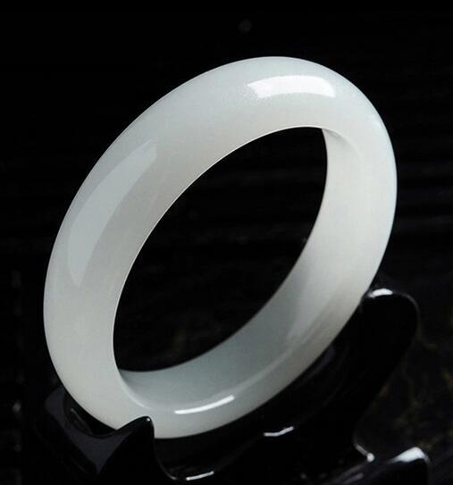 white cuff calcite jade BEAUTIFUL sweet women charm bangle bracelet luck 58-62MM