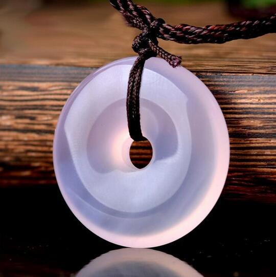 Natural Ice flowers agate hibiscus jade chalcedony Peace buckle pendant Furong stone Pink purple Jewelry for woman