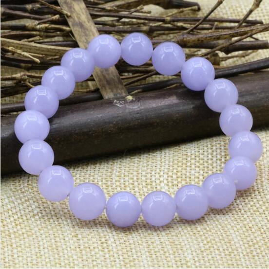 rand bracelet bangle for women purple natural stone jades chalcedony violet 10mm round beads hot sale jewelry7.5 inch B3168