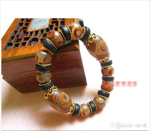 Tibet old beads original stone bracelet three agate chalcedony men and women beads bracelet