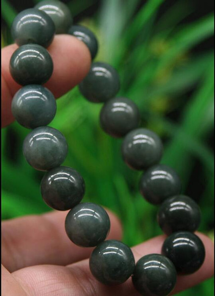 Certified Green 100% Natural A Jade jadeite 13 mm Bead Bracelet Bangle 00704398