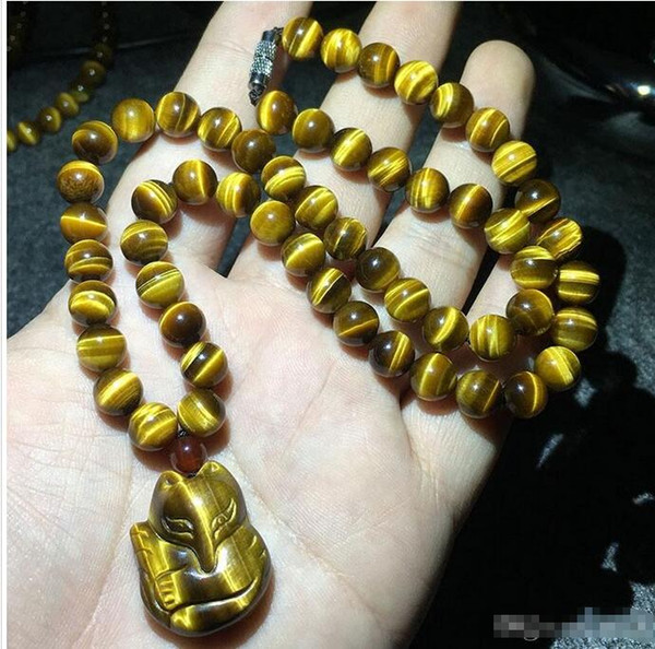 Natural Tiger Eye Stone Necklace Women Stone Buddha Fox Pendant Clavicle Chain Sent Girlfriend Evil