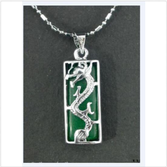 ab 2018 Beautiful 12 Style Green Jade Silver Amulet pendant Necklaces