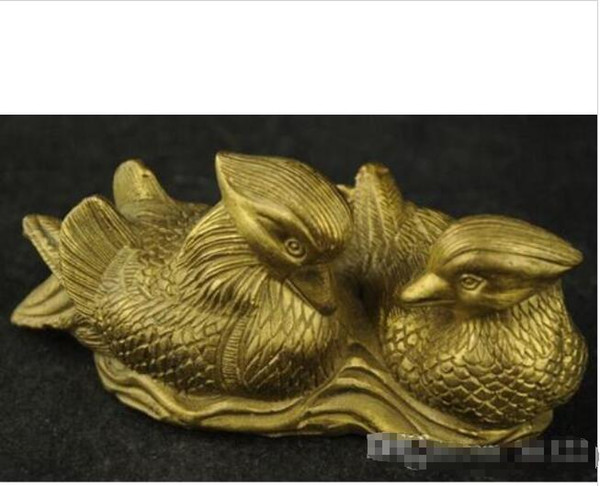 Wholesale - China&039;s rare manual brass couple of mandarin duck statue