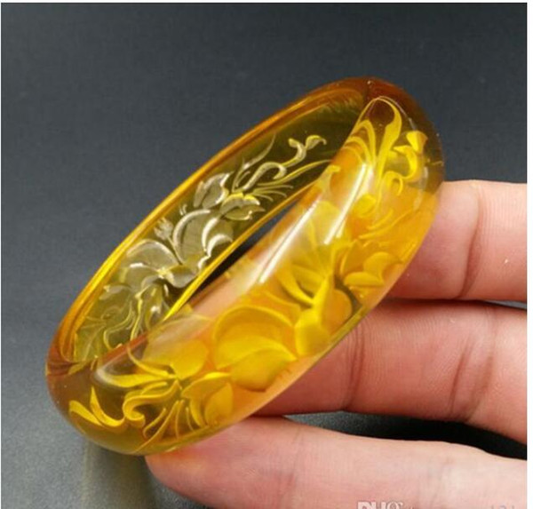 Wholesale - High-grade exquisite high ice transparent beeswax amber bracelet beeswax carved bracelet magnolia