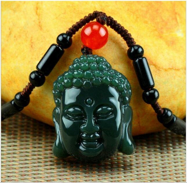 Wholesale - China 100% Natural Nephrite hetian Jade Rulai Buddha head Jade pendant necklace