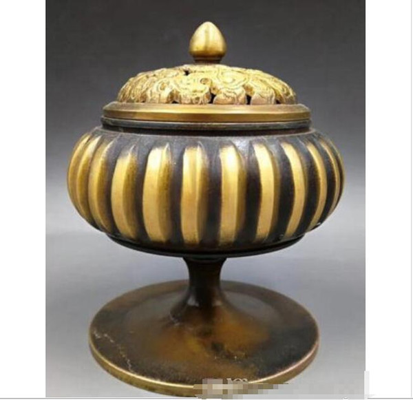 Wholesale - China brass fine workmanship carved cloud lid incense burner