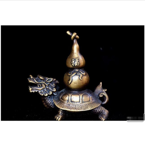 Wholesale - Collectible Old Copper Handwork tortoise calabash rare Statue Chinese dynasty