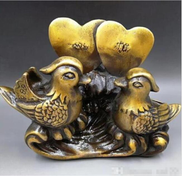 Wholesale - China&039;s archaize Pure brass Mandarin duck love statue