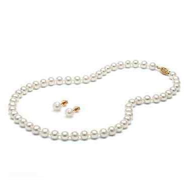 Gorgeous 7-8mm south seas white pearl necklace 18 inch 14K gold clasp free earrings