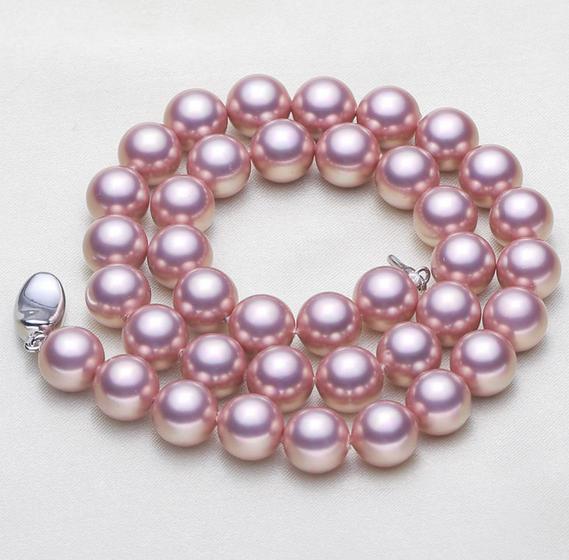 AAA 9-10m South Seas Purple Pearl Necklace 18inch 925 Silver Clasp