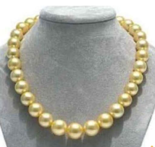 Gorgeous 10-11mm Natural South Seas Gold Pearl Necklace 17inch 14k Gold Clasp