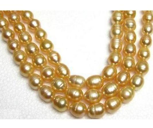 AAA 11-13MM SOUTH SEA GOLD BAROQUE PEARL NECKLACE 38 INCH 14K GOLD CLASP