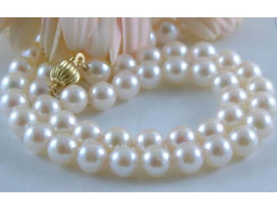 AAA 10-11mm South Seas White Pearl Necklace 18inch 14K Gold Clasp