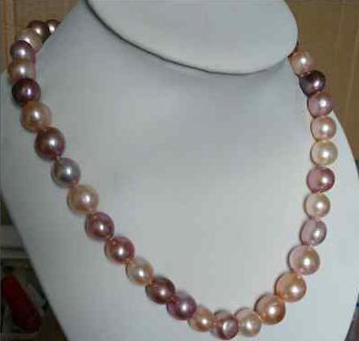 Noble 10-12mm Natural Pink Purple South Seas Pearl Necklace 18inch 14k Gold Clasp