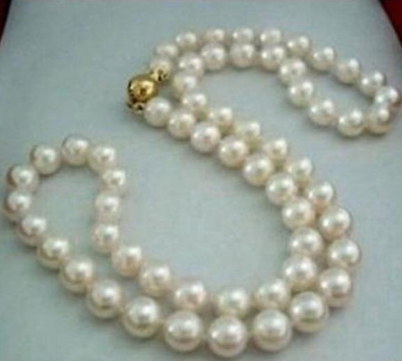 Noble 9-10mm Natural White South Seas Pearl Necklace 22inch 14k Gold Clasp