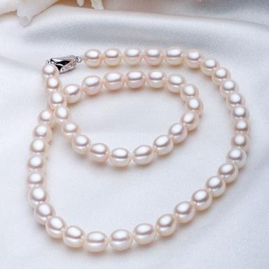 Gorgeous 8-9mm south sea white pearl necklace 18inch 925 silver clasp MS19