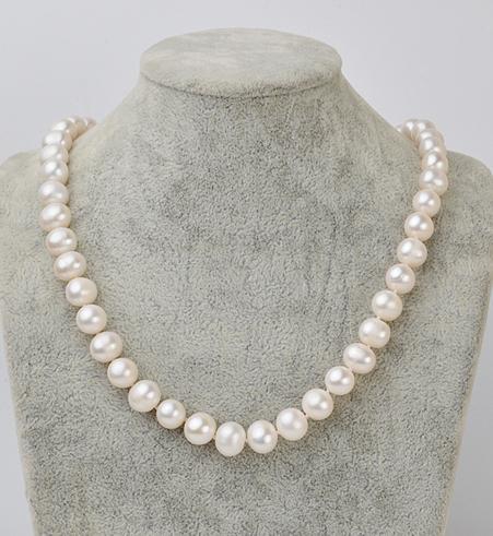 Hot sell Di Lian pearl 9-10mm white natural pearl necklace 17 inch 925 silver clasp XL125-1910