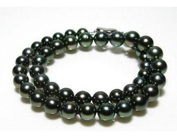 Noble 10-11mm Natural Tahitian Black Pearl Necklace 20inch 925 Silver Clasp