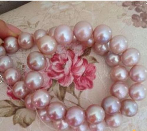 Charming 10-11mm Natural South Sea Pink Pearl Necklace 18inch 14K Gold Clasp