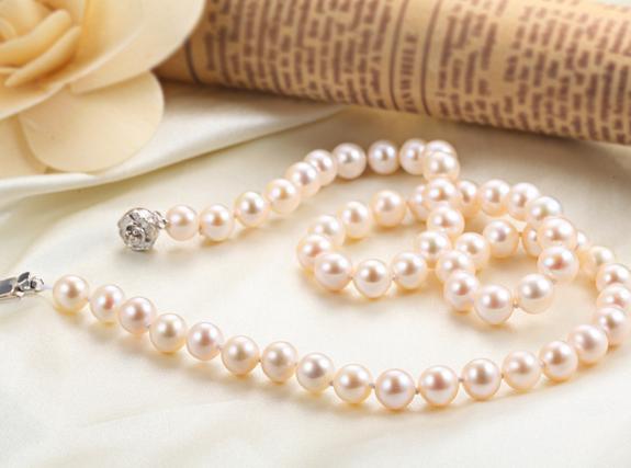 Hot AAA 7-8mm south sea white pearl necklace 18 inch 925 silver clasp