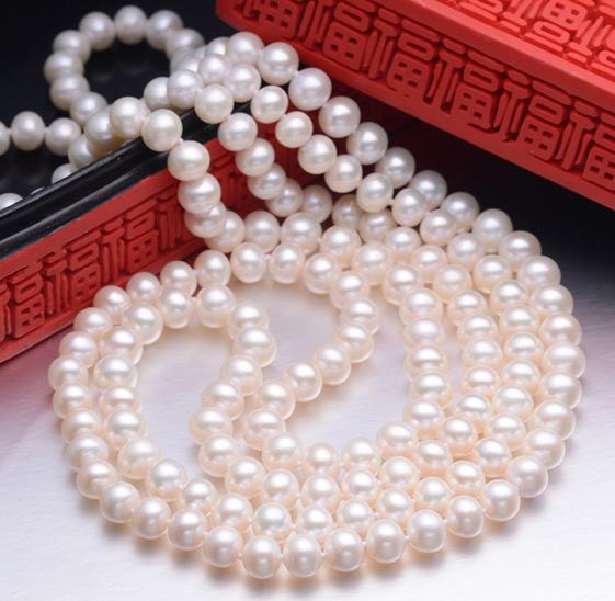 Gorgeous 7-8mm south sea white pearl necklace 36 inch 925 silver clasp