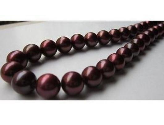 AAA 9-10mm Natural South Seas Chocolate Pearl Necklace 18inch 14k Gold Clasp