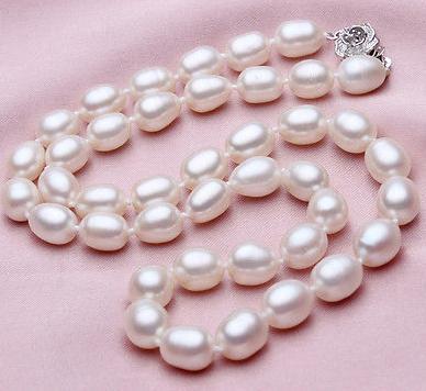 AAA 8-9mm natural south seas white pearl necklace 18inch 925 silver clasp