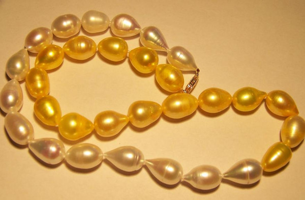 Charming 12-13mm gold pearl necklace 18inch 14K gold clasp