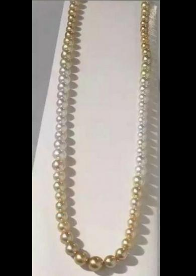 Gorgeous 18inch natural 8-9mm white gold pearl necklace 14k gold clasp