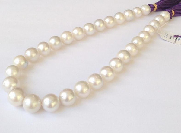 Gorgeous 10-11mm South Seas White Pearl Necklace 17inch 14k Gold Clasp