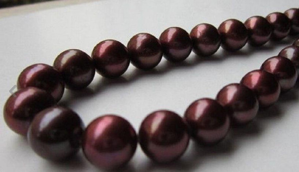 Noble 9-10mm natural south seas chocolate pearl necklace 18inch 14K gold clasp