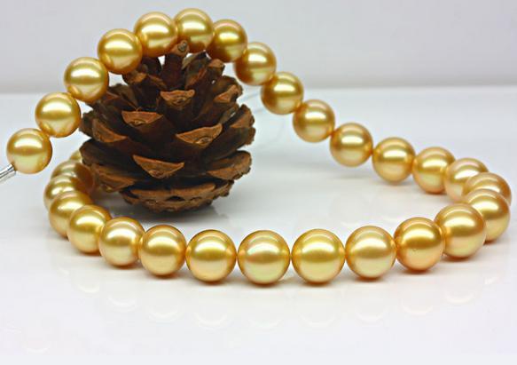 Gorgeous 10-11mm natural south seas gold pearl Necklace 18inch 14K gold clasp