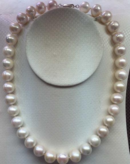 HUGE 11-12mm SOUTH SEA WHITE PEARL NECKLACE 18inch 925 silver clasp