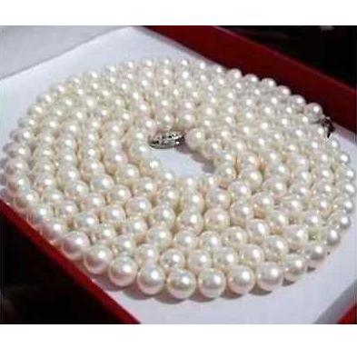 Noble 9-10mm natural south seas white pearl necklace 22inch 925 silver clasp