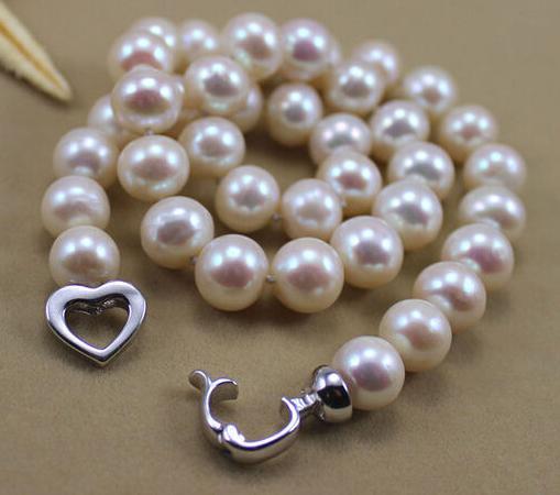 Gorgeous 10-11mm south seas white pearl necklace 19inch 925 silver clasp