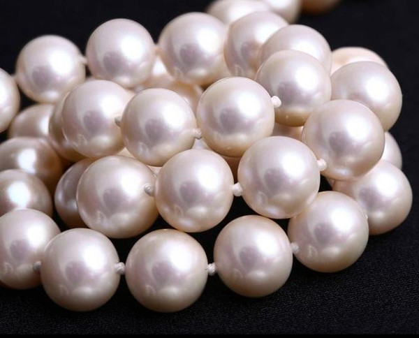 Noble 9-10mm Natural White Pearl Necklace 18 inch 925 silver clasp