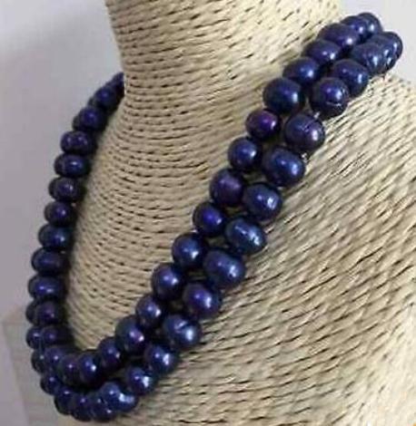 AAA 10-11mm Natural Tahitian Blue Pearl Necklace 18-19inch 925 Silver Clasp