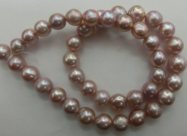 Gorgeous 10-11mm natural south seas purple pearl necklace 18inch 925 silver clasp