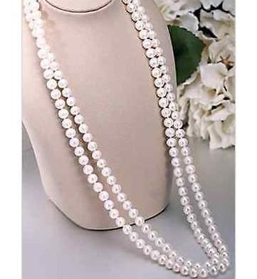 Charming 45inch 8-9mm south sea white pearl necklace 14K gold clasp