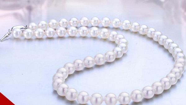 Noble 9-10mm natural south seas white pearl necklace 18inch 925 silver clasp