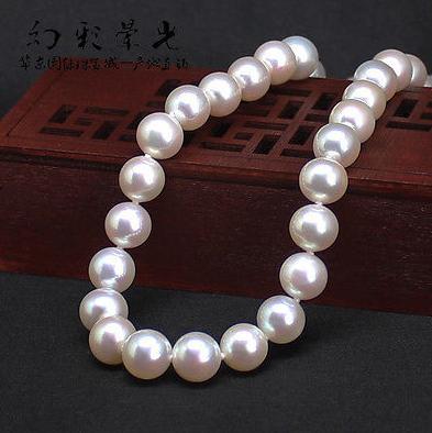 Noble 10-11mm natural south sea white pearl necklace 19inch 925 silver clasp