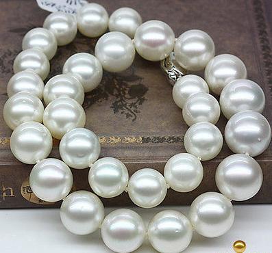 Charming 10-11mm natural south seas white pearl necklace 18inch 925 silver clasp