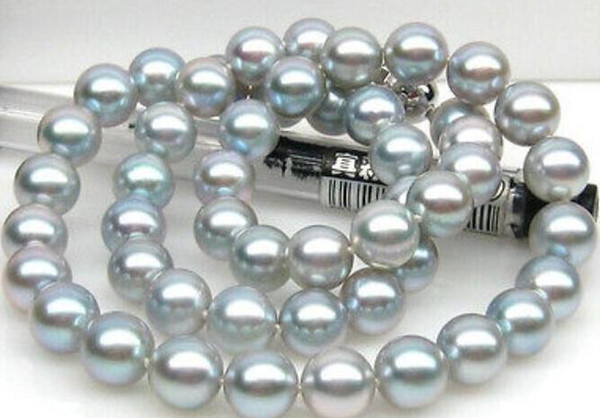 Gorgeous 10-11mm natural round tahitian gray pearl necklace 20inch 925 silver clasp