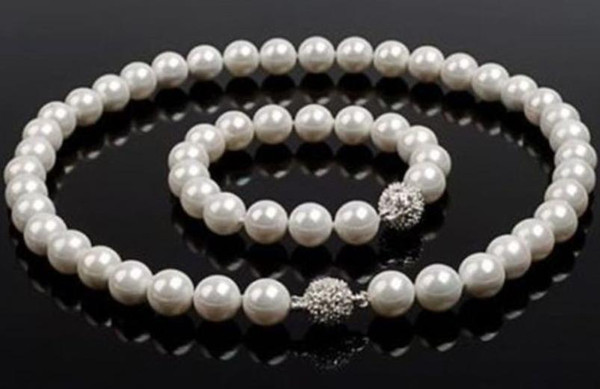 Gorgeous 10-11mm natural south seas White pearl necklace 18 inch 925 silver clasp free bracelet 7.5inch