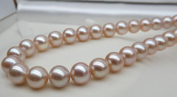 Gorgeous 10-11mm south sea gold pink pearl necklace 18inch 14k gold clasp