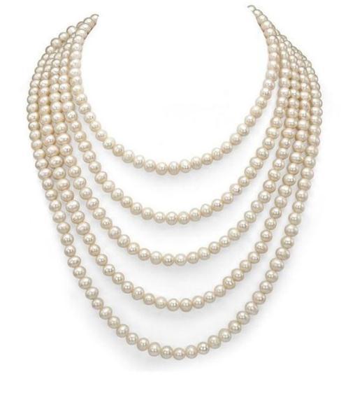 6-7mm White Natural Freshwater Pearl Necklace 100 inch Single Strand