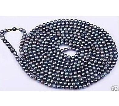 Classic 48inch 8-9MM tahitian south seas black pearl necklace 14k gold clasp