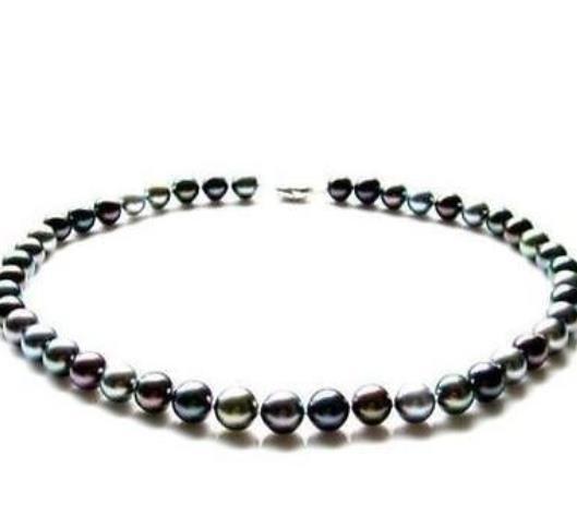 10-11mm Natural South Seas Black Pearl Necklace 18inch 925 Silver Accessories