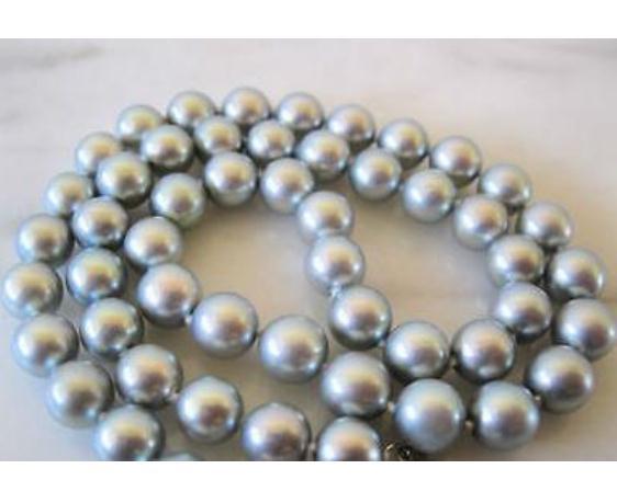 Gorgeous AAA 10-11mm Tahitian Silver Gray Pearl Necklace 20inch 14k Gold Clasp